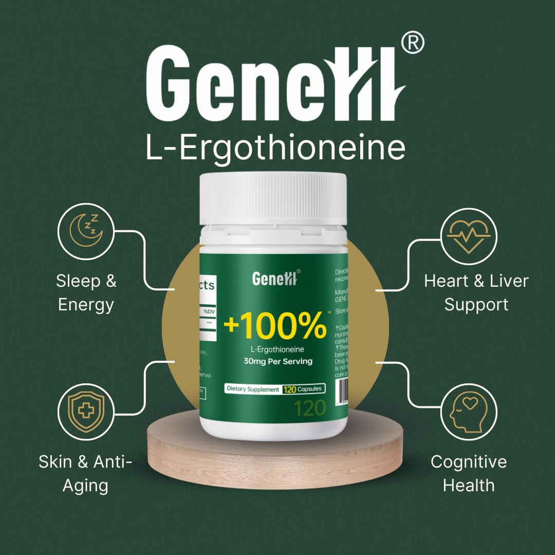 GENEIII L-Ergothioneine Supplement 30mg Capsule, 120 Count