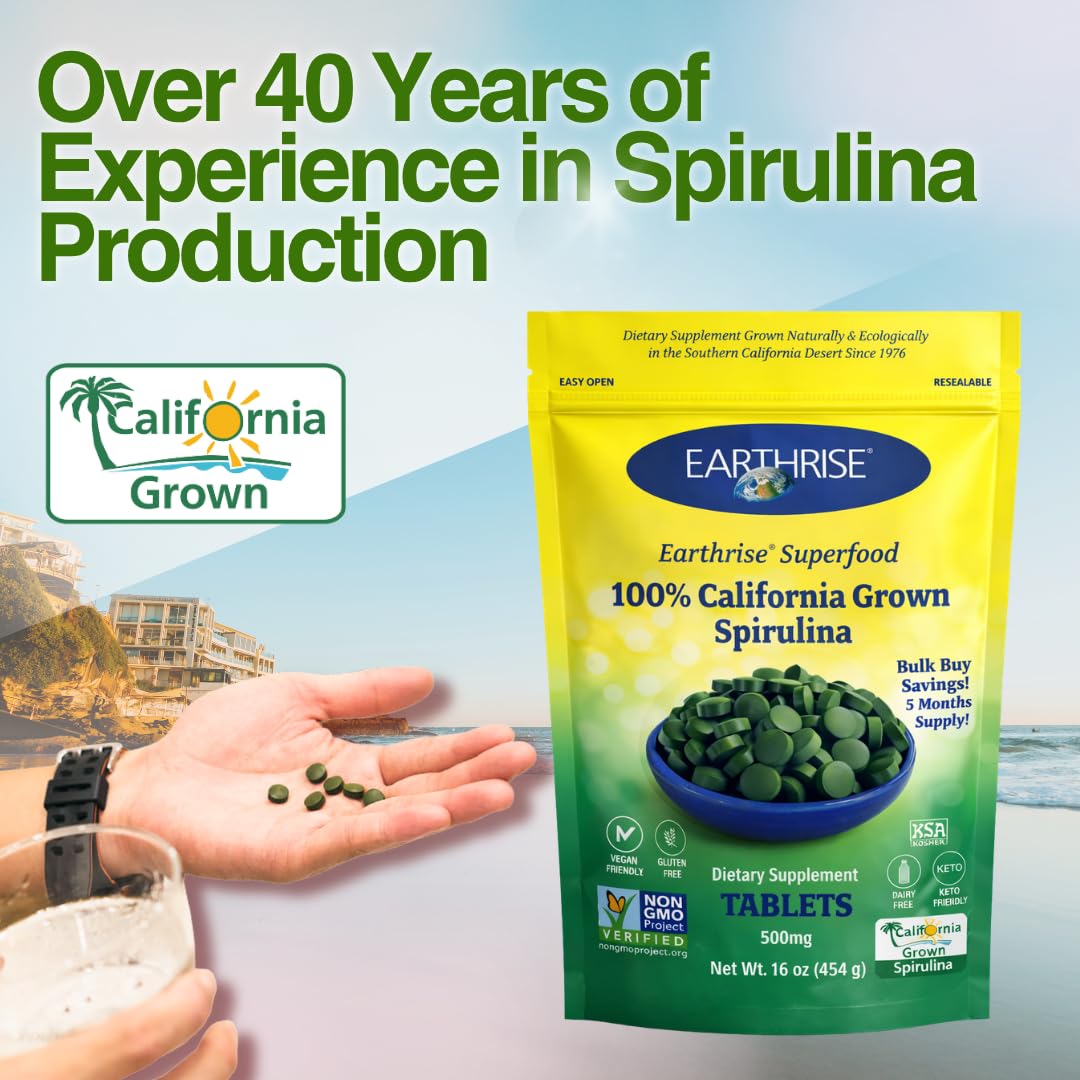 Earthrise Superfood California Spirulina 500mg 1800 Tablets
