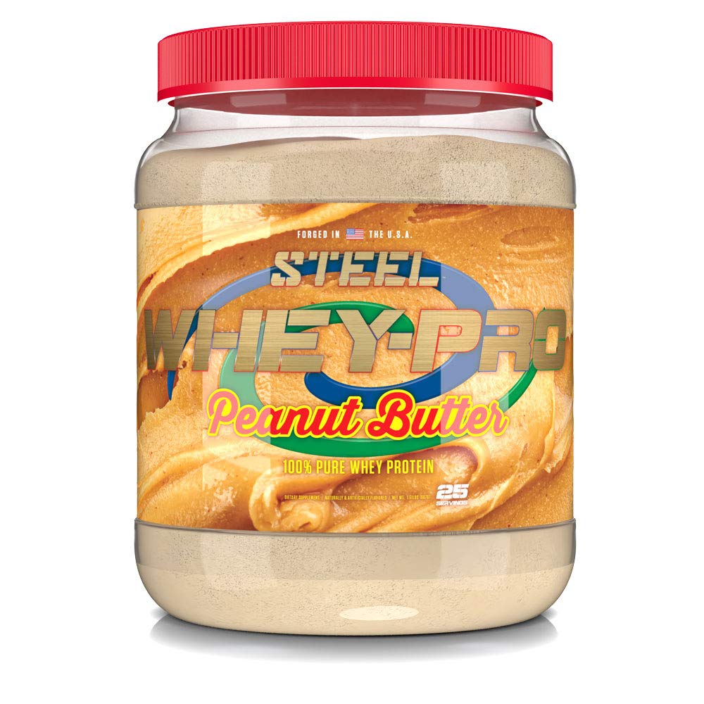 Steel Supplements Whey-Pro 100% Pure Whey Protein Powder, Peanut Butter, 25 Servings