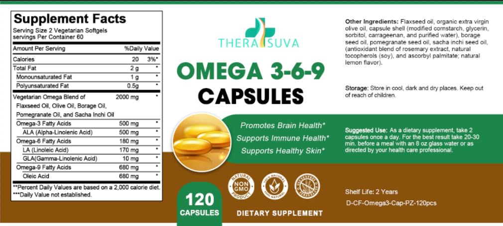 TheraSuva High-Potency Omega 3-6-9 Softgels 120