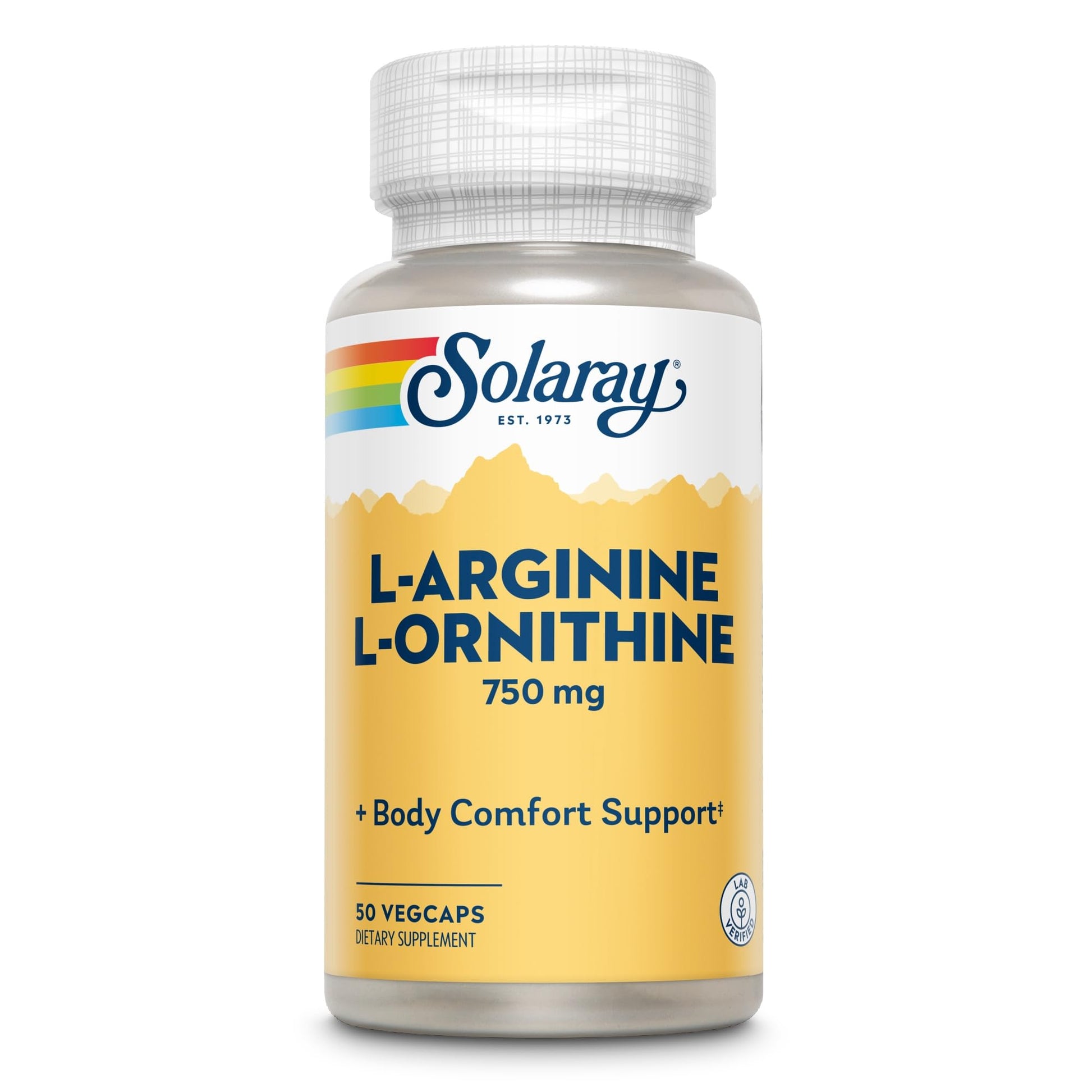 Solaray Free Form L-Arginine and Ornithine Capsules, 50 Count