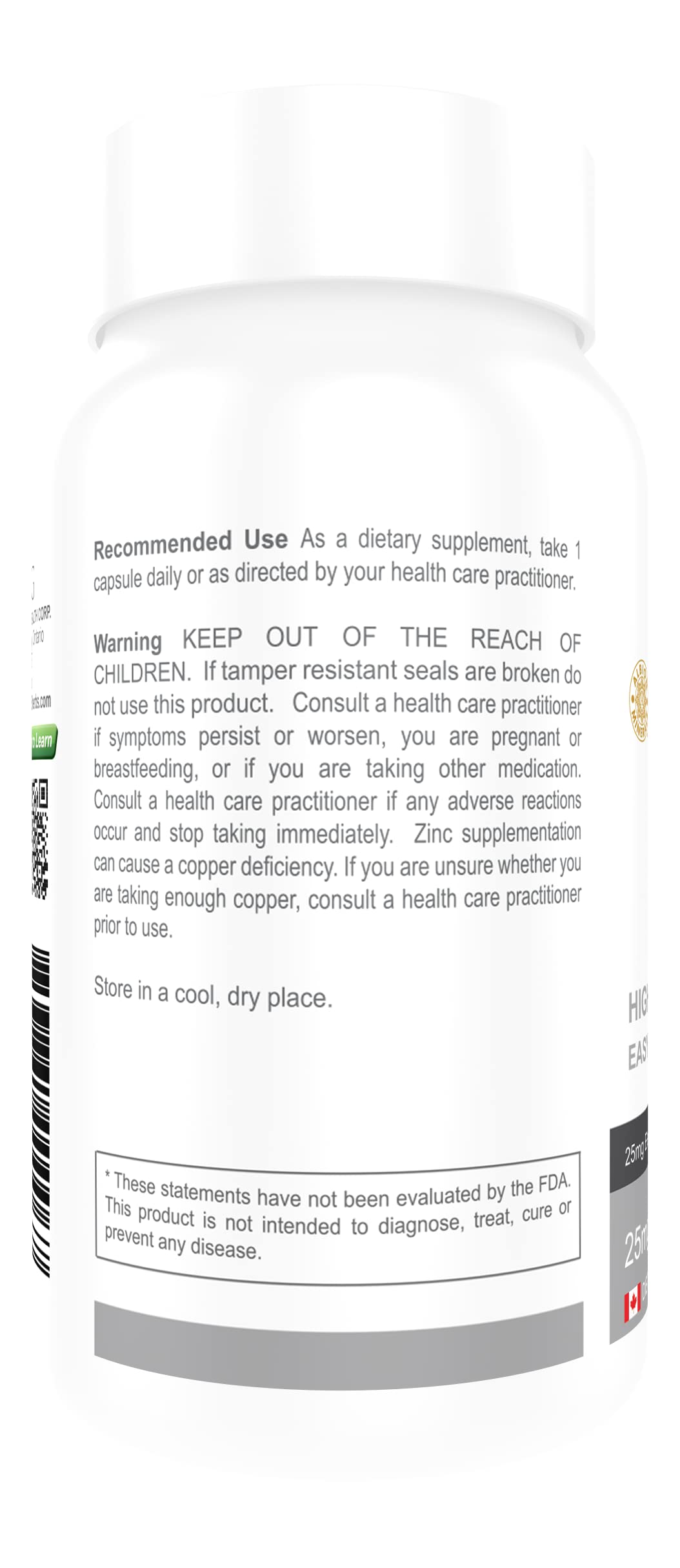 88herbs Zinc Bisglycinate Highest Absorption Non Buffered Premium Grade Capsules, 90 Count