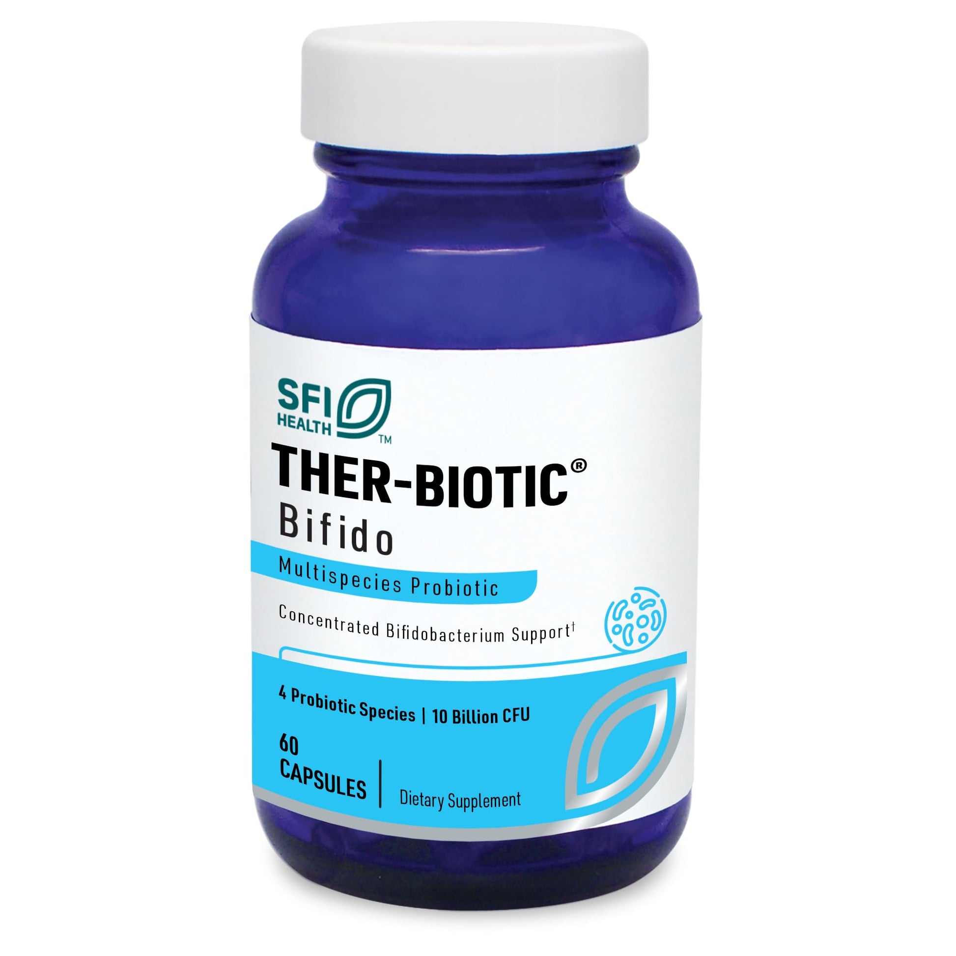 SFI Health Ther-Biotic Factor 4-10b CFU Bifidobacterium Bifidum Probiotic with Breve, Lactis & Longum Capsule 60 Count