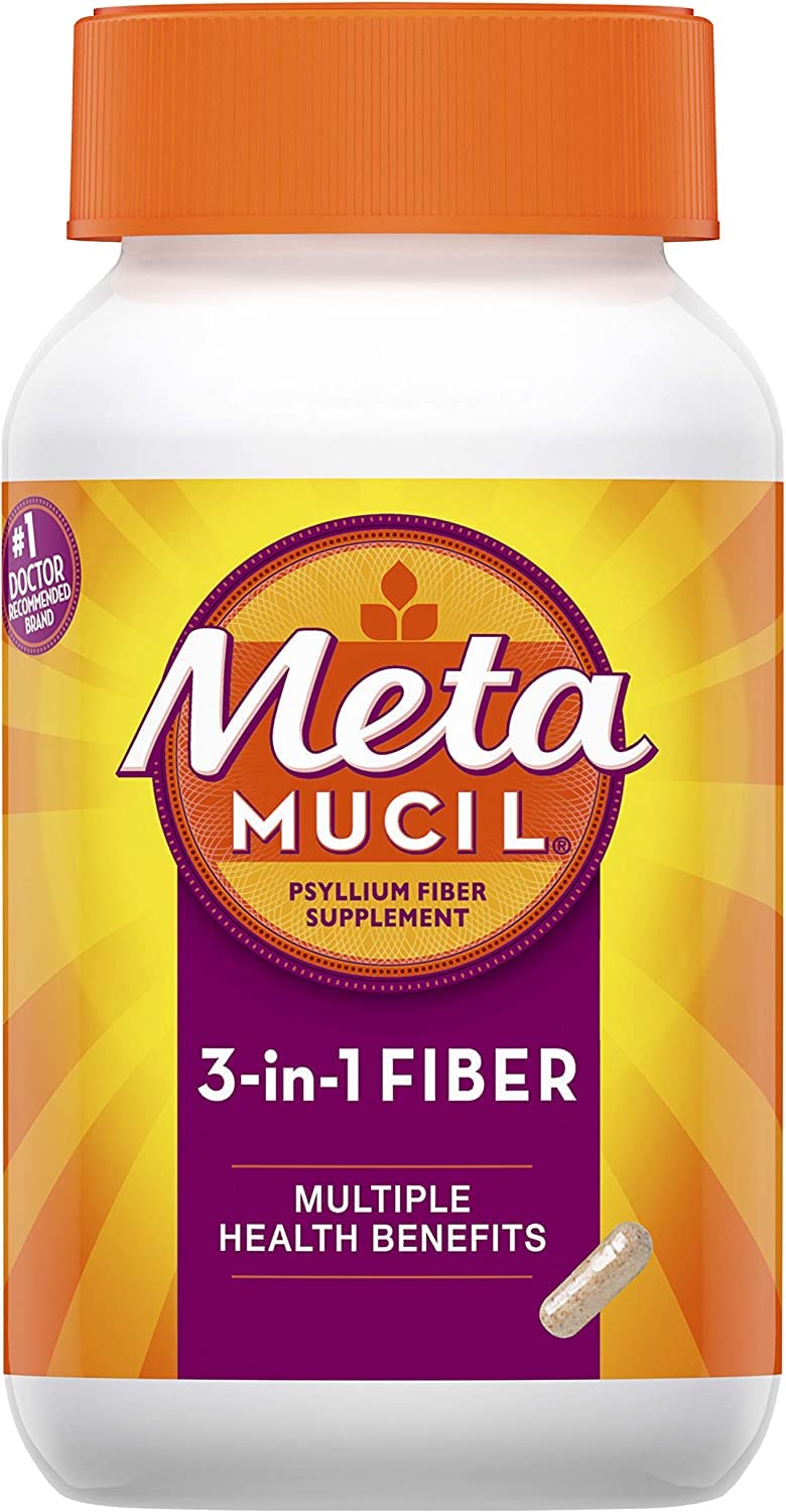 Metamucil Meta Mucil 3-in-1 MultiHealth Fiber Supplement, 600 Capsules