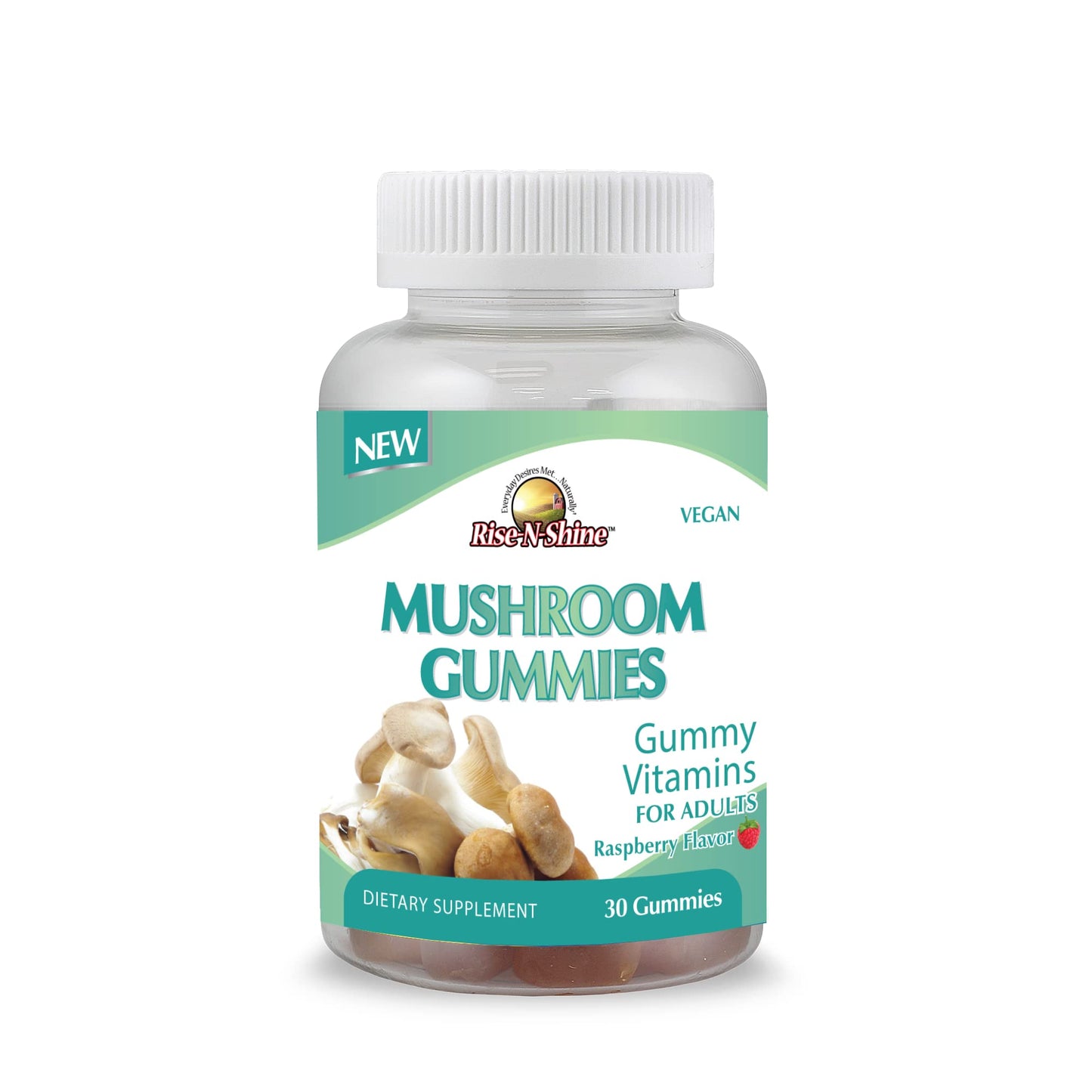 Rise-N-Shine Mushroom Vitamins for Energy, Clarity & Cognitive, Immune Support with Lion's Mane, Reishi, Cordyceps & More Gummies, 30 Gummies