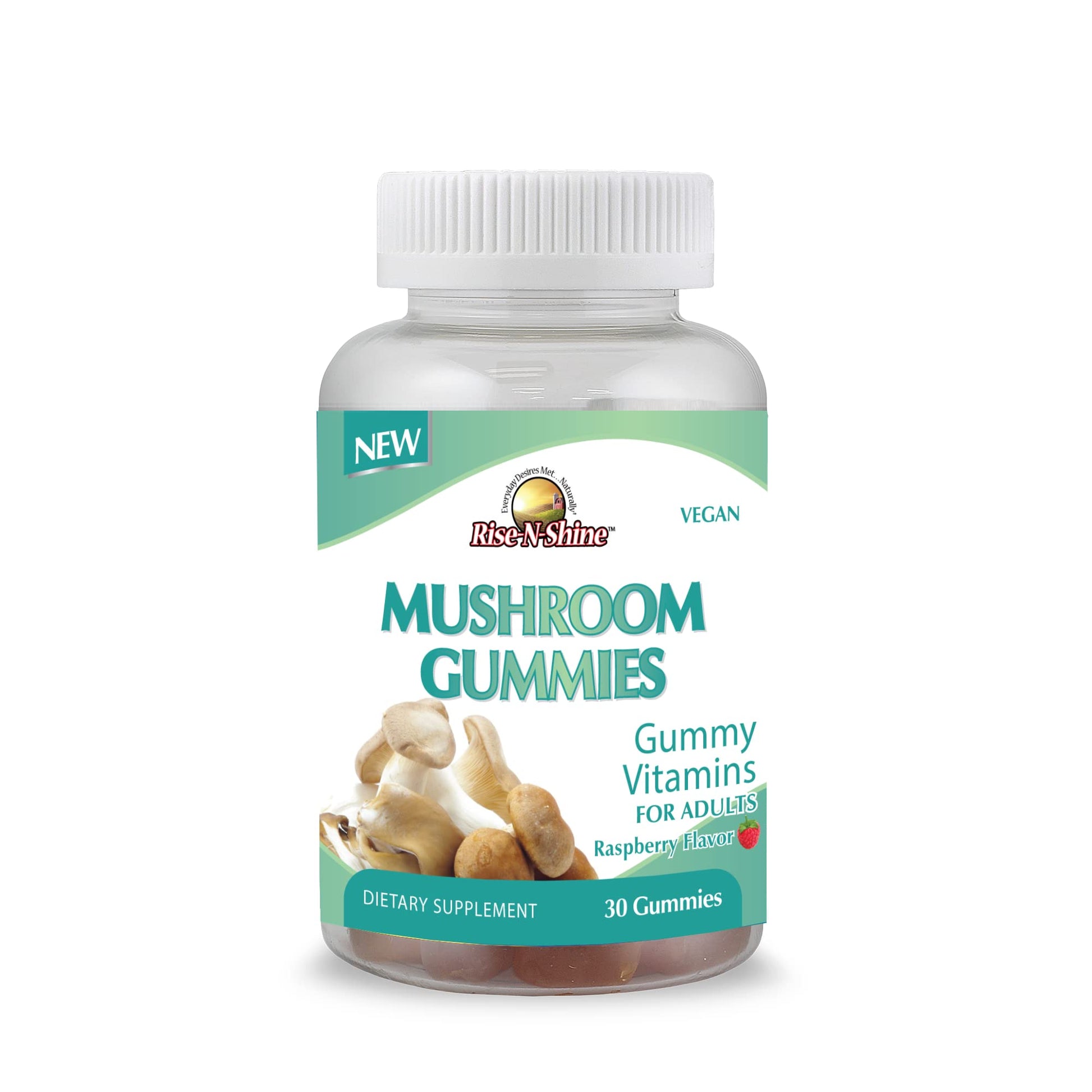 Rise-N-Shine Mushroom Vitamins for Energy, Clarity & Cognitive, Immune Support with Lion's Mane, Reishi, Cordyceps & More Gummies, 30 Gummies
