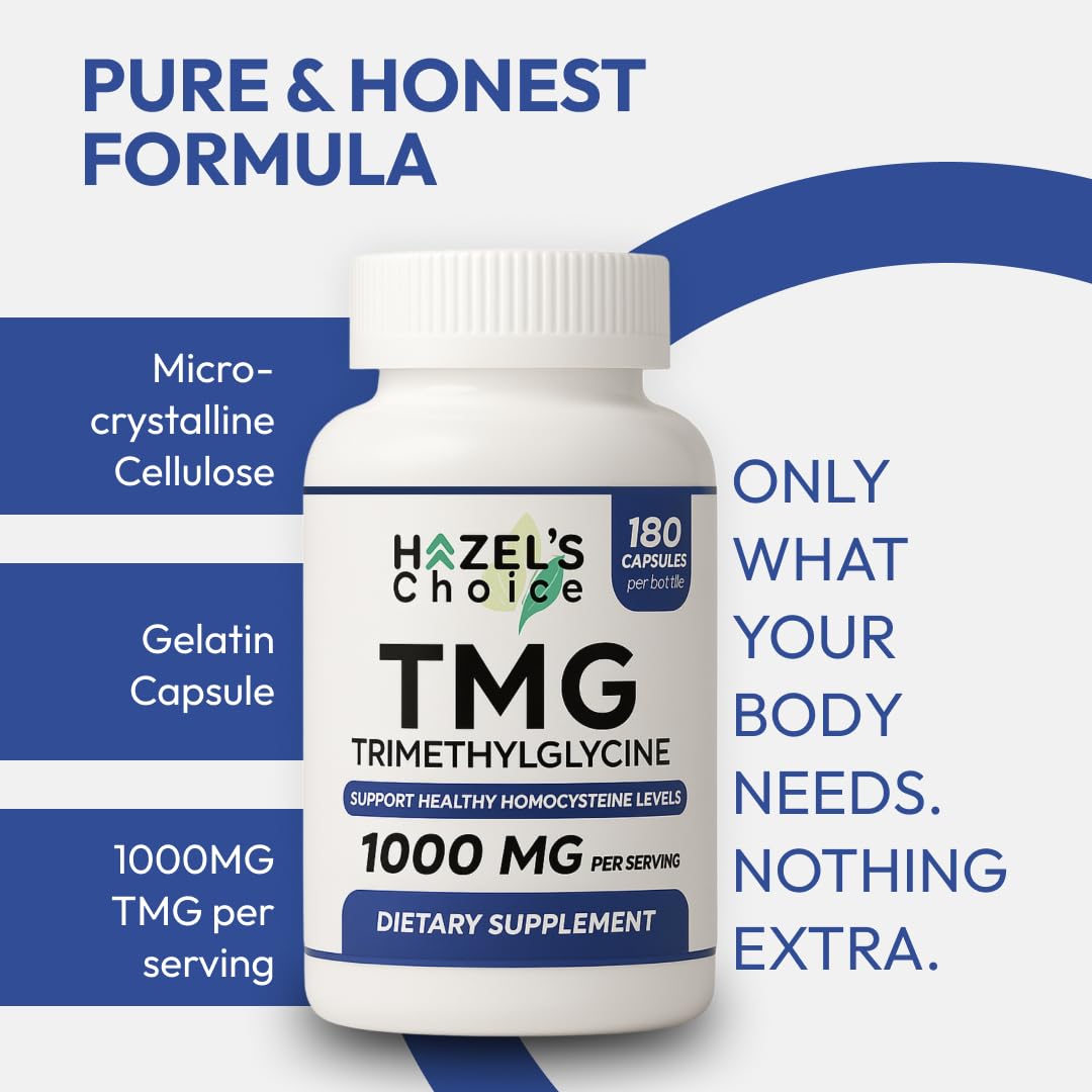 HAZEL'S Choice TMG Trimethylglycine 1000mg Capsule, 180 Count