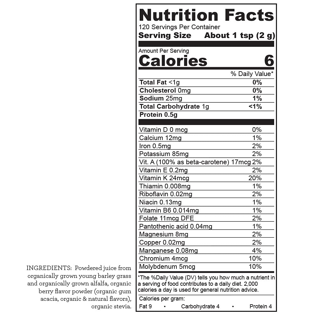 THE HALLELUJAH DIET Hallelujah Diet Organic BarleyMax Powder, Barley and Alfalfa Green Juice Berry Flavor, 8.5 Ounces