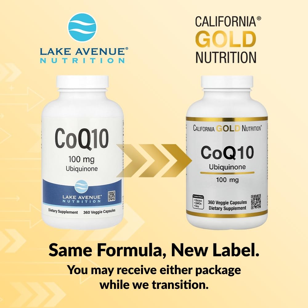 Lake Avenue CoQ10 Nutrition Ubiquinone Supplement 100 mg Gluten Free, Non-GMO Capsule, 360 Veggie Capsules