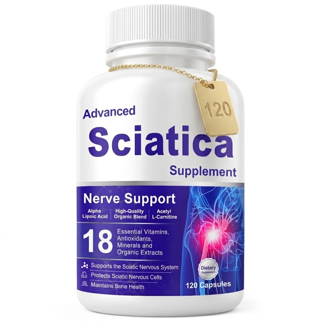 HUNJIXQ Sciatica Pain Soothing Sciatica Ease Supplements with Alpha Lipoic Acid & Vitamin B Complex, 18-in-1 Premium Capsules, Maintain Bone Health, 120 Count