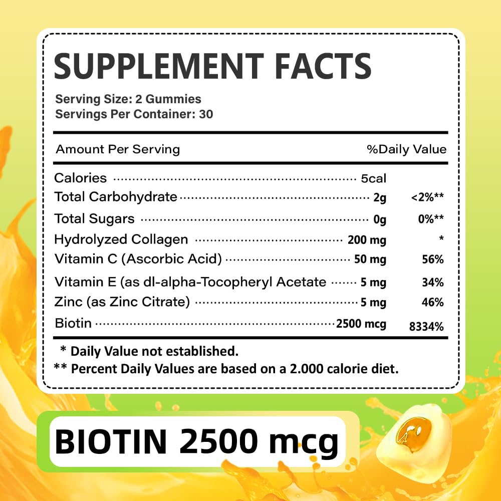 Fitfido Collagen Gummies 1500mg – Multi-Collagen Peptides Types I, II, III, V & X with Biotin 2500mcg and Vitamin C for Skin, Hair & Nails – Sugar Free, 60 Gummies