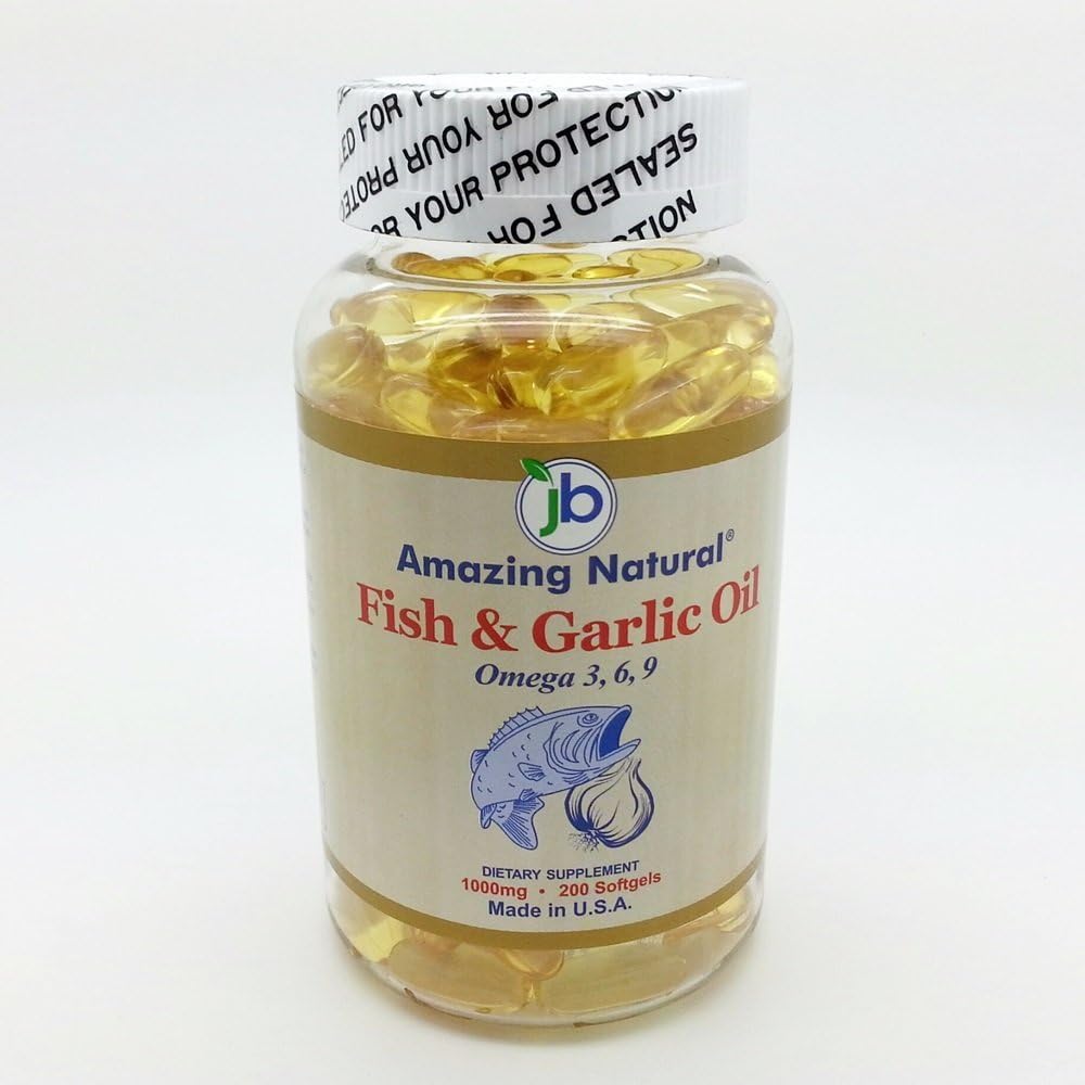 Amazing Natural Fish & Garlic Oil 1000 mg Softgel, 200 Softgels