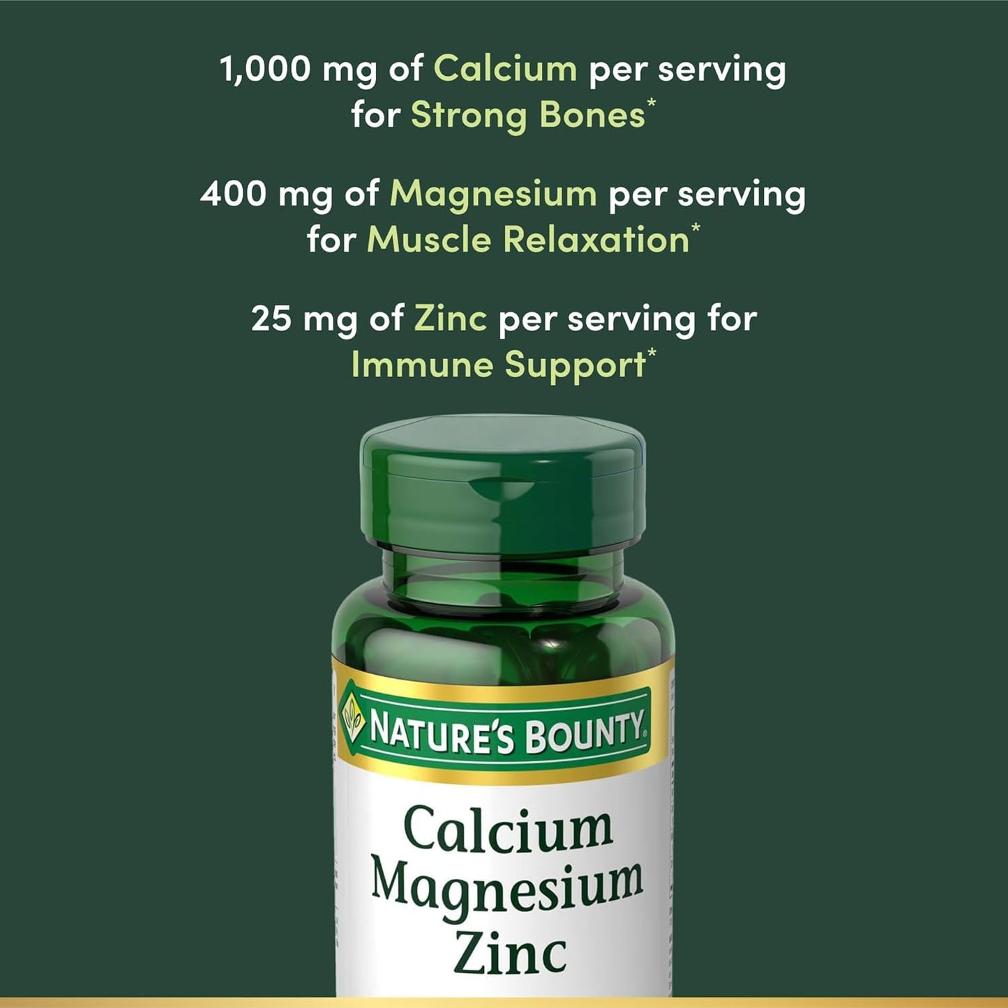 Nature's Bounty Calcium-Magnesium-Zinc Caplets 100 Count