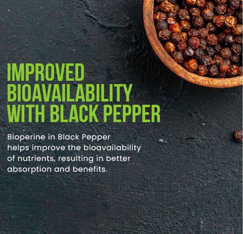 FLEUR Organic Ashwagandha Capsules 1000mg with Black Pepper, 60 Count
