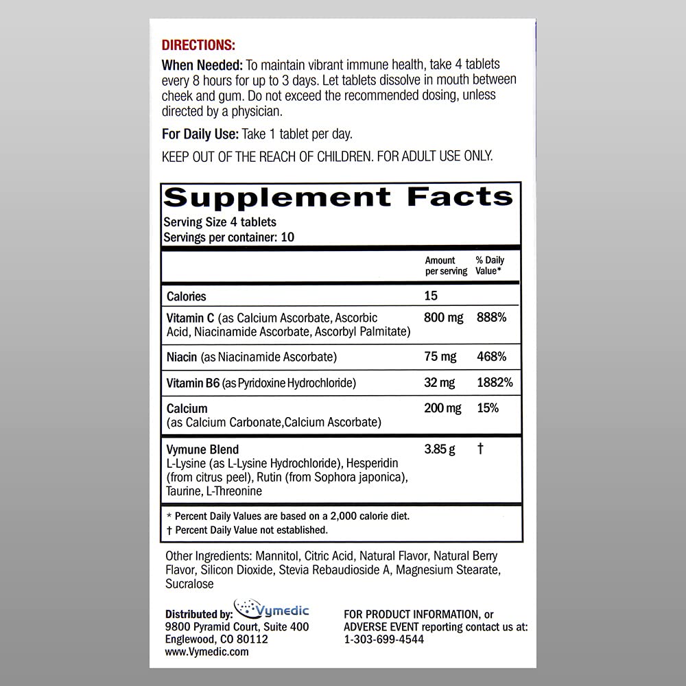 VYMEDIC Vymune Amino-Acid Advanced Immune Support Supplement Meltaway Tablets, 40 Count
