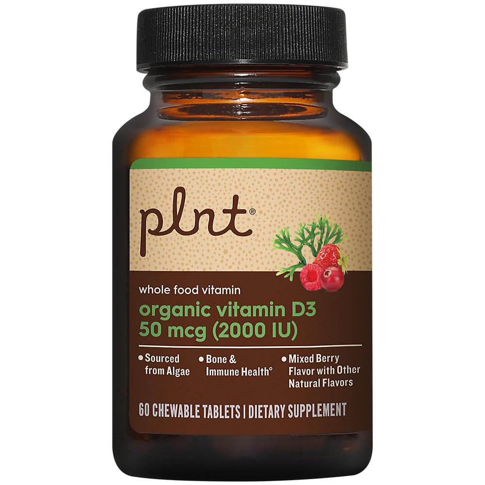 plnt Organic Vitamin D3 Chewable Tablets Mixed Berry, 60 Tablets