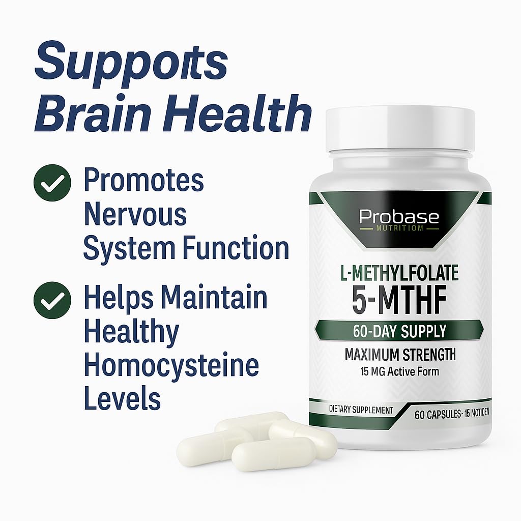 Probase Nutrition L-Methyl Folate 15mg - Active 5-MTHF Form 60 Capsules