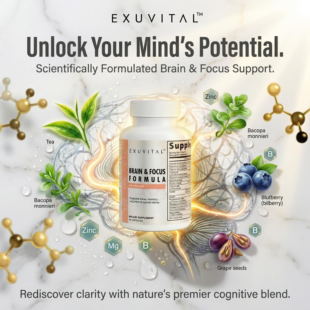 EXUVITAL Brain & Focus Formula Capsules 60 Count
