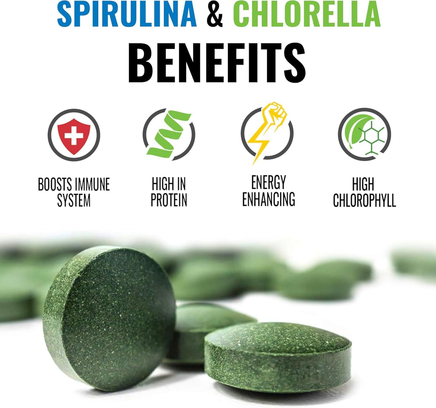 On Target Living Spirulina Chlorella + CGF Supergreen Tablets 1000 Count