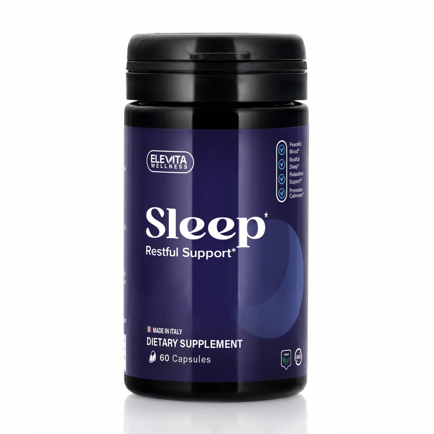 ELEVITA WELLNESS Sleep Supplement Capsules with Ashwagandha, L-Theanine & B Vitamins, Supports Natural Sleep, 60 Capsules
