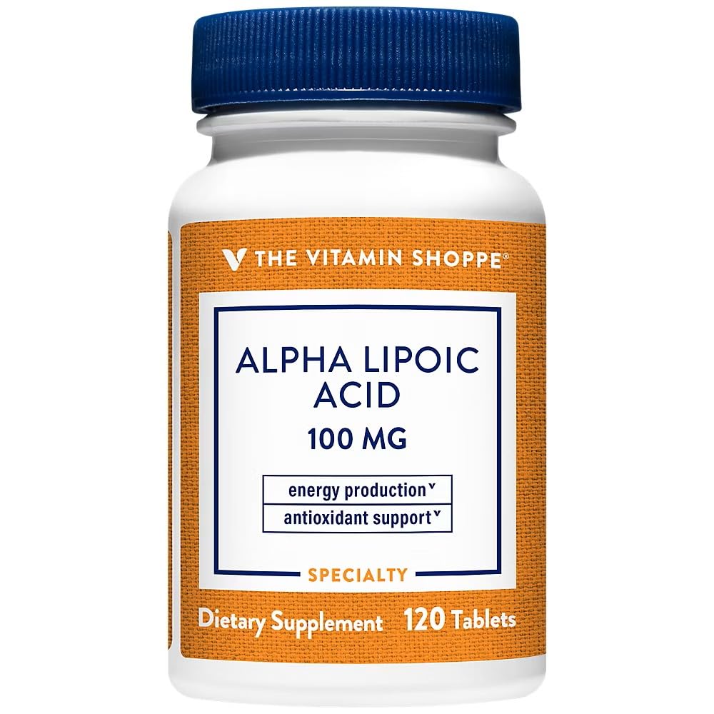 The Vitamin Shoppe Alpha Lipoic Acid 100mg, Natural Antioxidant Formula to Support Glucose Metabolism & Promotes Healthy Blood Sugar, Capsule, 120 Capsules