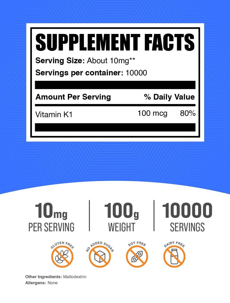 BulkSupplements Vitamin K1 Powder 3.5 oz