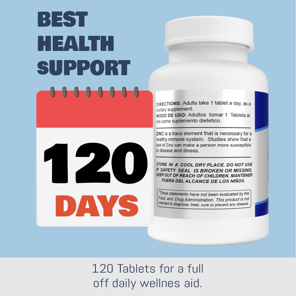 Sunshine Naturals Zinc Gluconate Mineral Supplement 100 mg, 120 Tablets