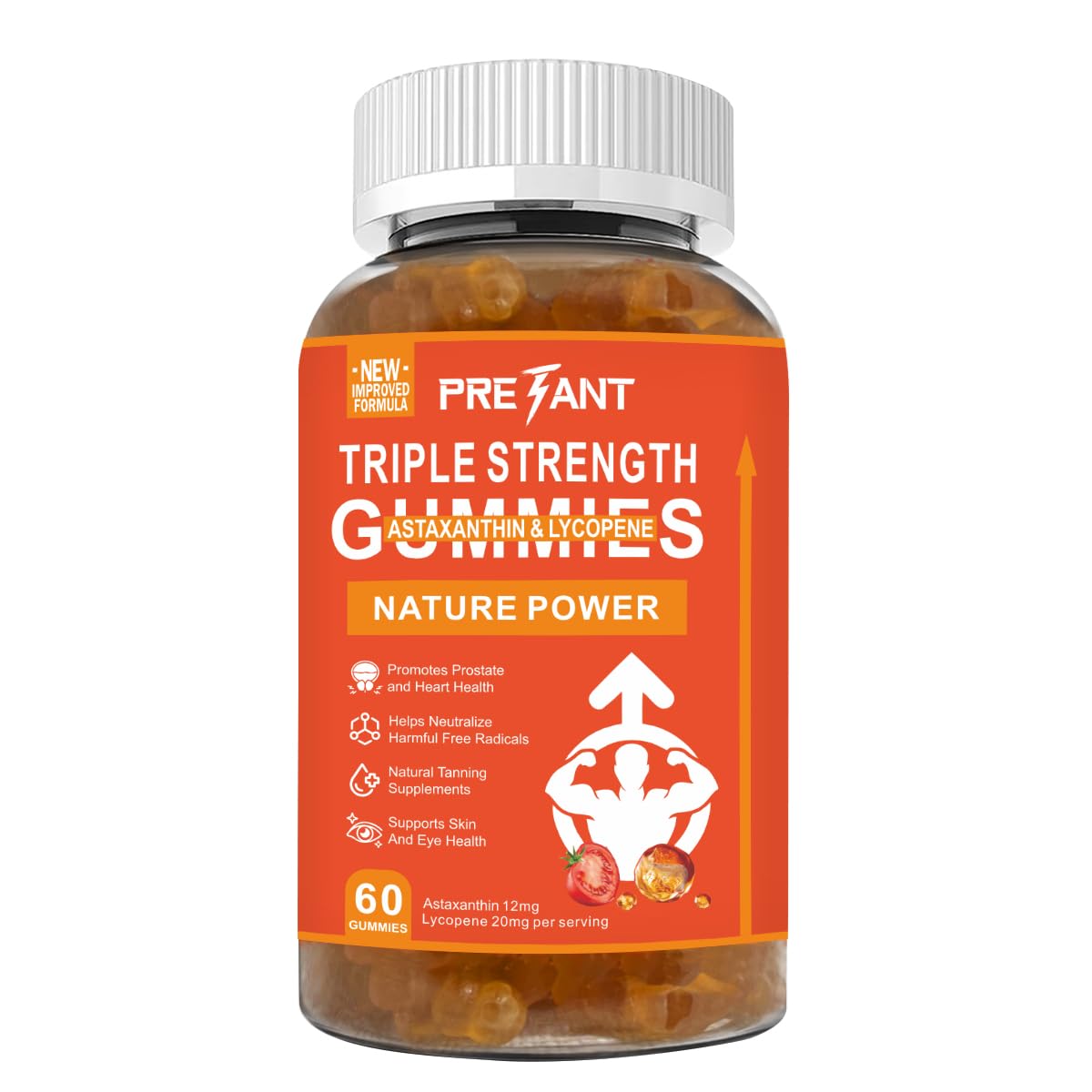 PRETANT Prostate Health Supplements for Men, Astaxanthin + Lycopene Gummies – 5 Gummies