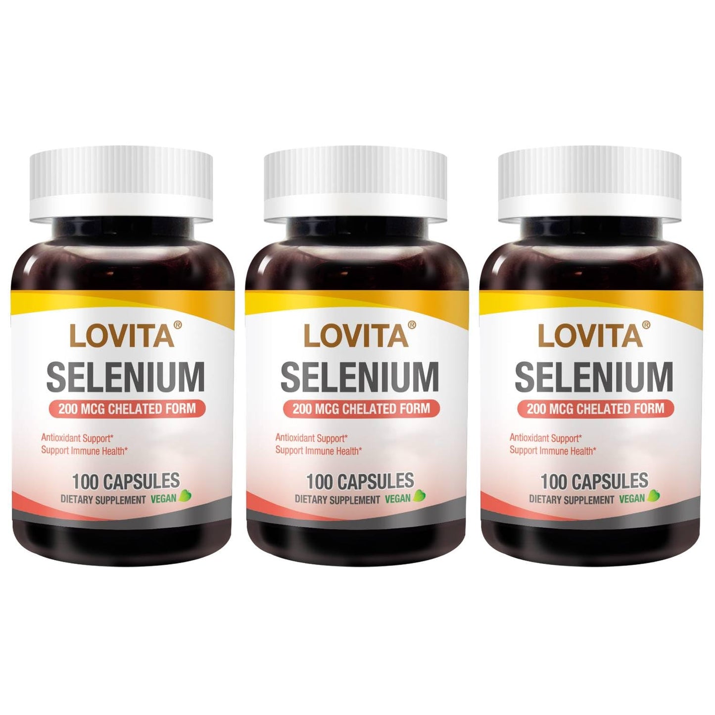 LOVITA Selenium 200 mcg Glycinate Chelated Form for High Absorption, 300 Capsules