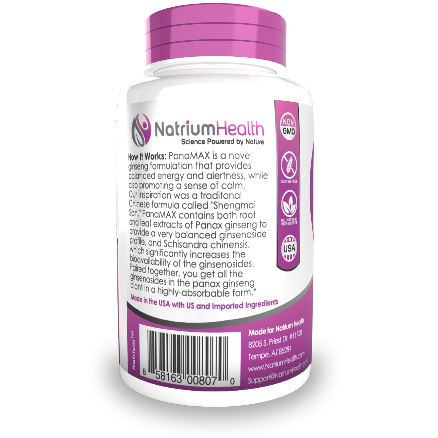 Natrium Health PanaMAX Capsules Panax Ginseng + Schisandra Chinensis Extract, 60 Capsules