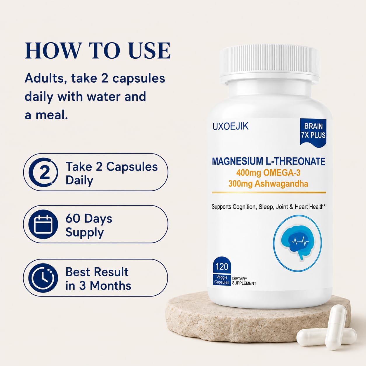 UXOEJIK Magnesium L-Threonate Capsule 120