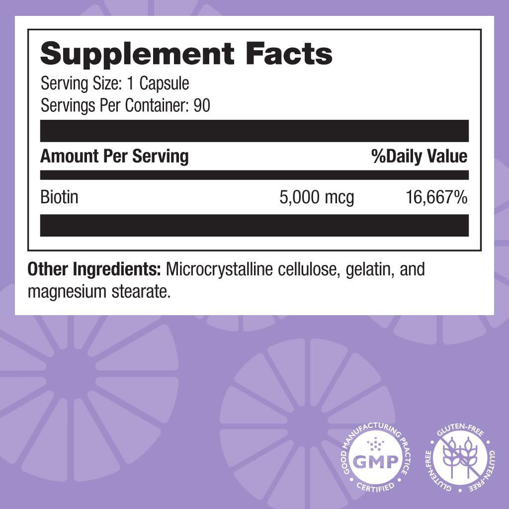 Celebrate Bariatric Supplements Biotin 5,000 mcg Capsule, 90 Count