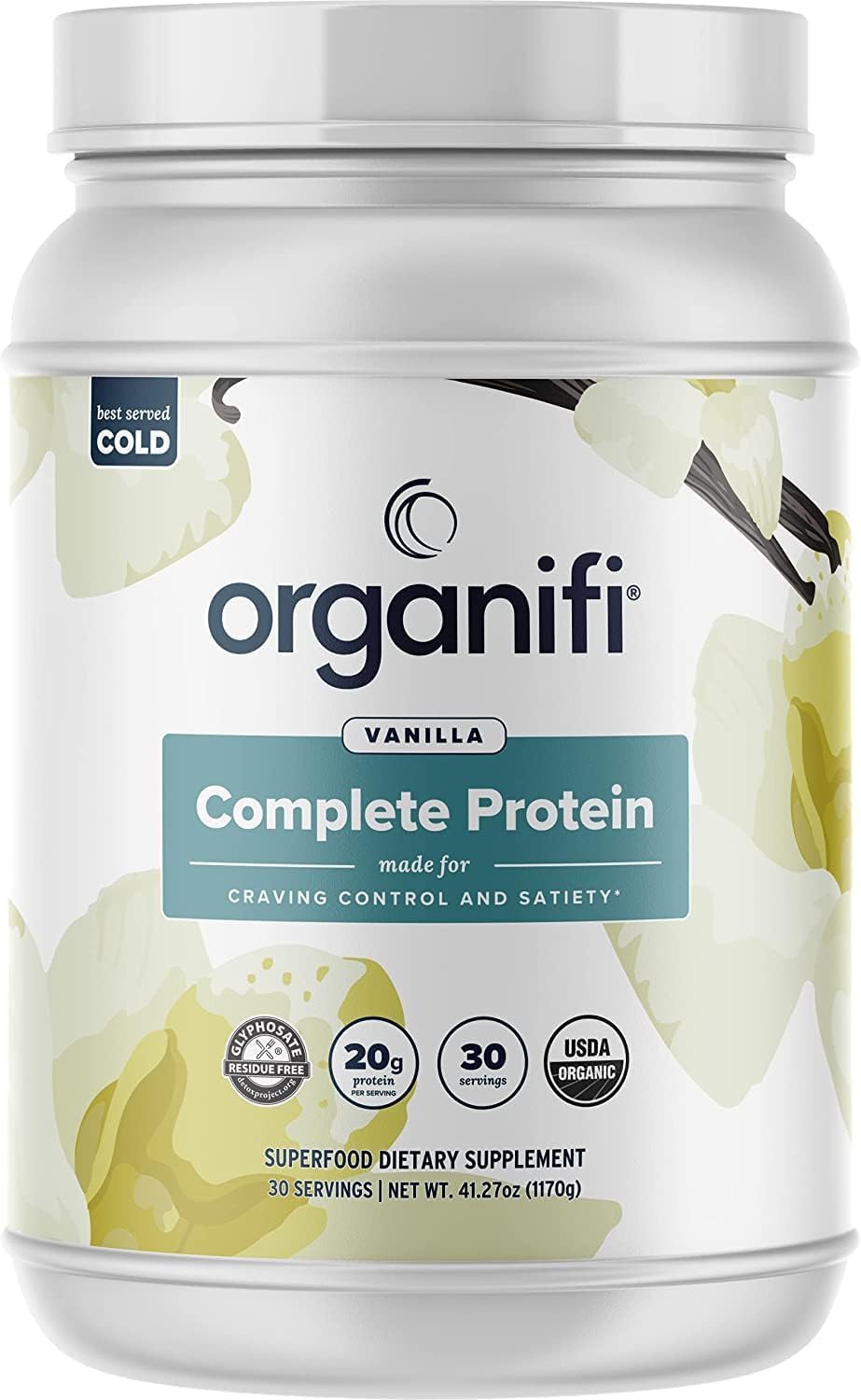 Generic Complete Protein Vanilla Flavor Organic Vegan Plant-Based Protein Powder With Enzymes, 2.7 lb