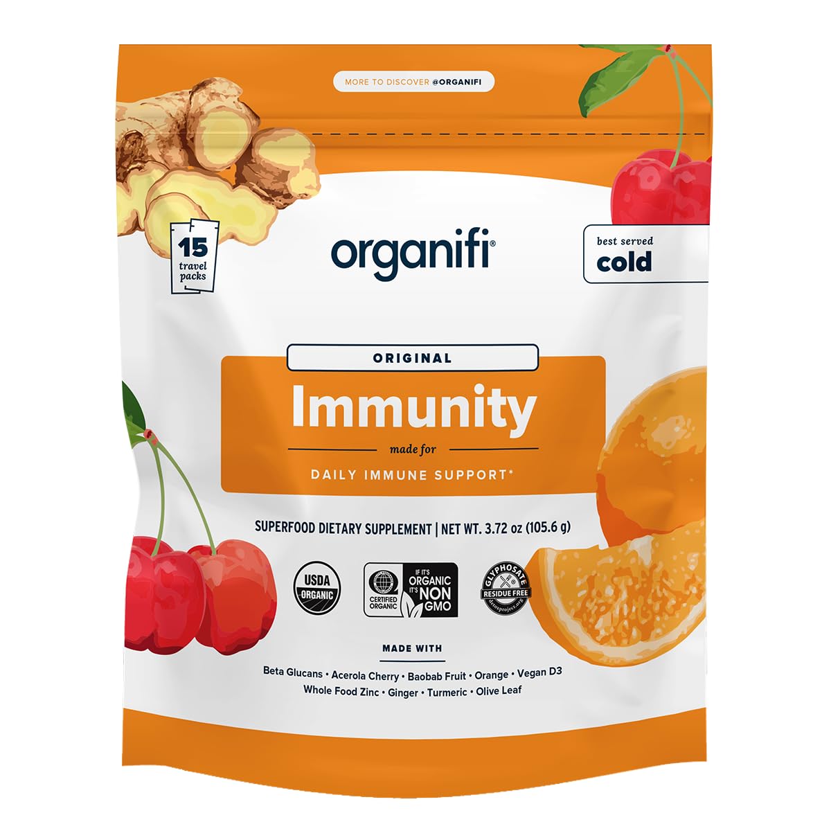 Organifi Immunity Powder Organic Superfood Immunity Support, 3.36 oz