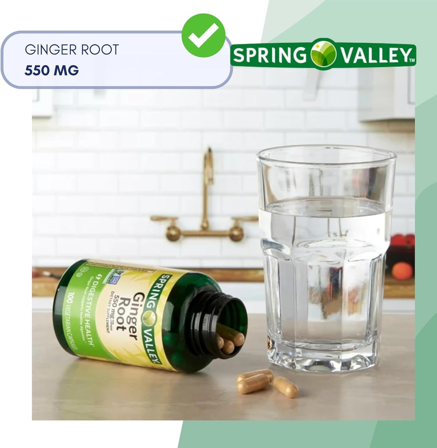 BASKETGOODS Ginger Root 550mg Capsule, 2 Count