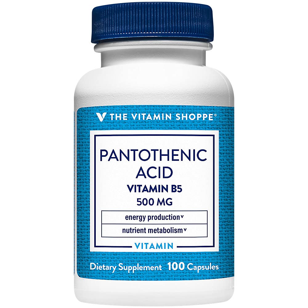 The Vitamin Shoppe Pantothenic Acid 500mg Vitamin B5 Capsules, 100 Capsules