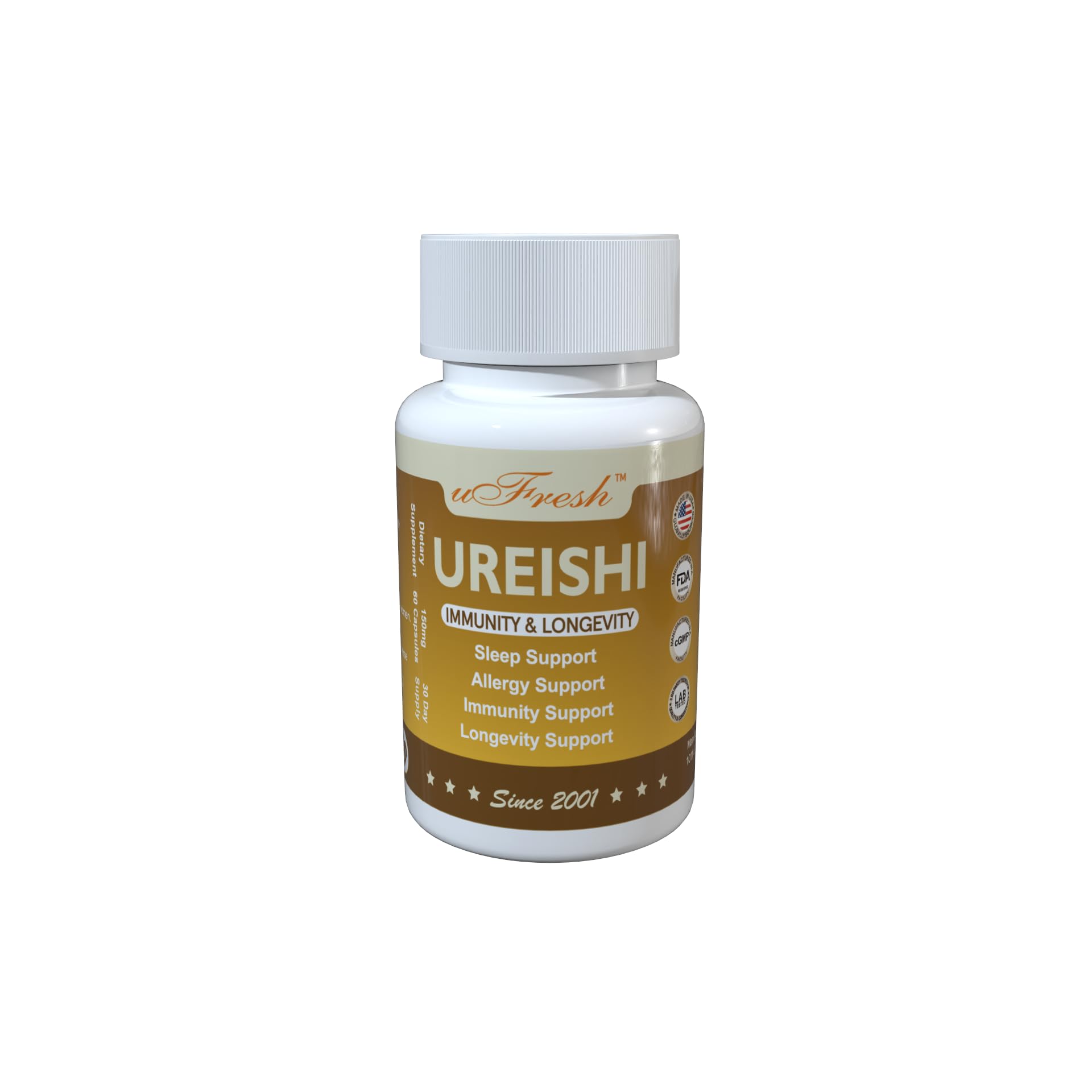 uFresh Ureishi Immunity & Longevity Support Dietary Supplement Capsules, 1 Count