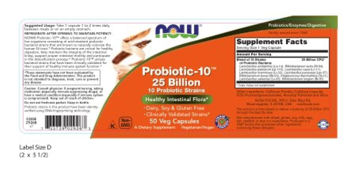 NOW Foods Probiotic-10 25 Billion 100 Capsules