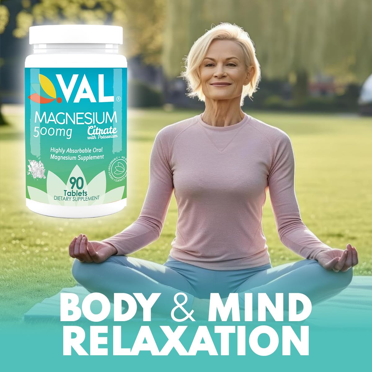 VAL Magnesium Glycinate 325mg with B6 & Potassium Tablets, 180 Tablets