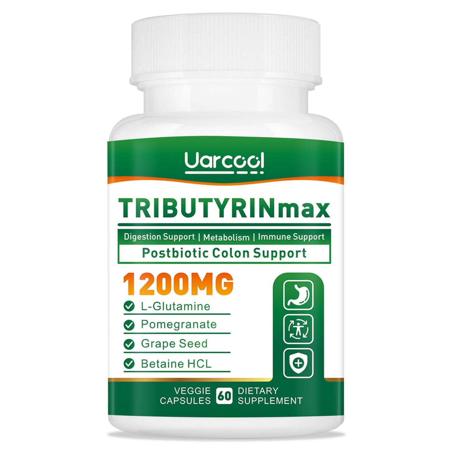 Uarcool TRIBUTYRINmax Supplement 1200mg Gut Health Capsule, 1 Count