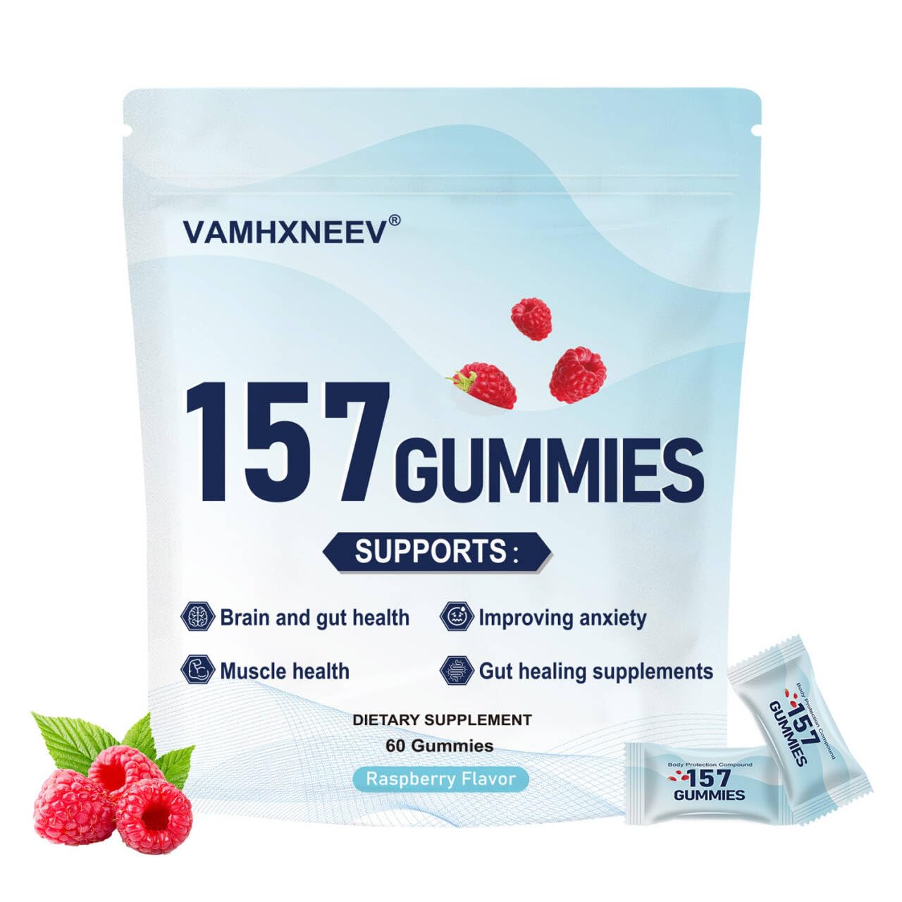 INMT 157 Gummies for Men & Women, Raspberry Flavor, Gluten Free, 1 Pack