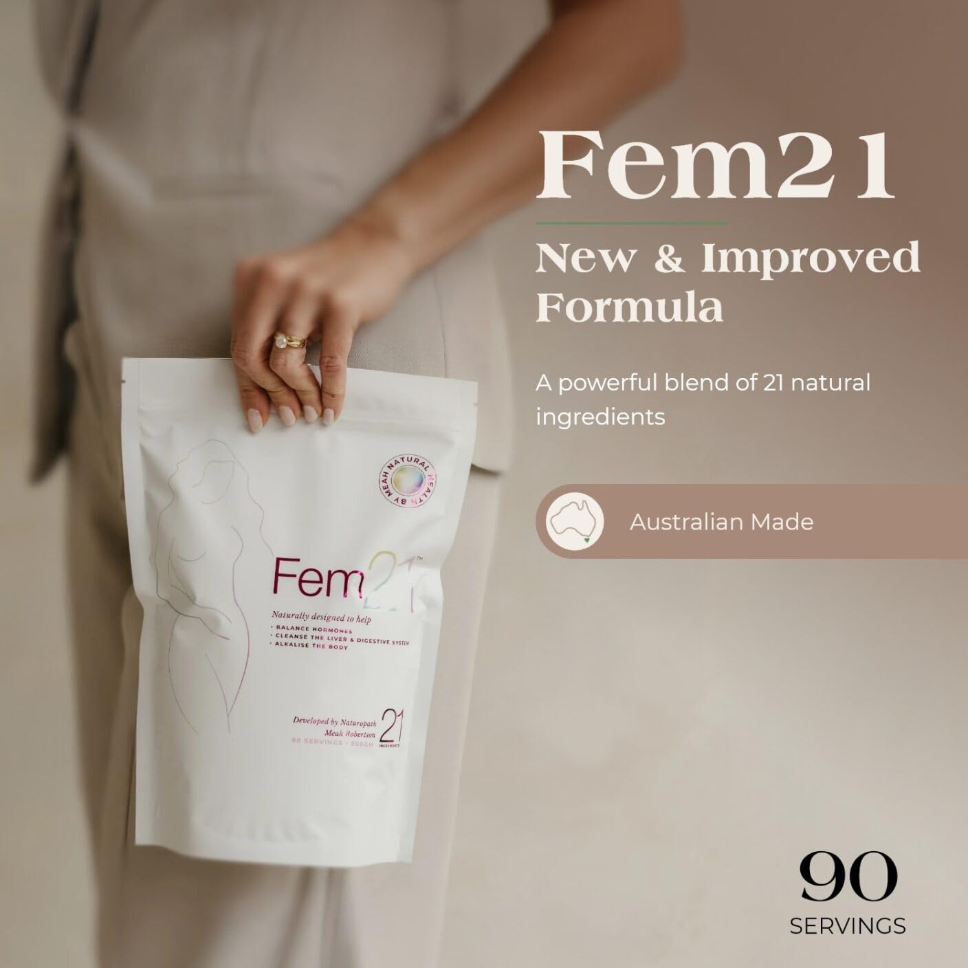 Fem21 Nutritional Supplement Powder, Herbal Blend with 21 Superfoods for Women’s Wellness and Vitality, with Prebiotics, Probiotics and Antioxidants, 31.75 oz
