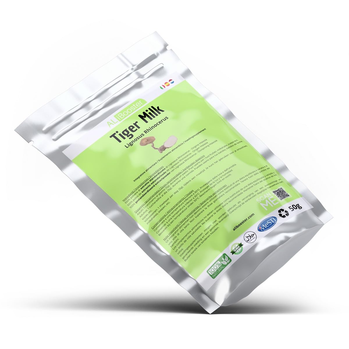 ALIBOOSTER Lignosus Mushroom Standardized Pure Extract Powder Tiger Milk 50g 1.77 oz
