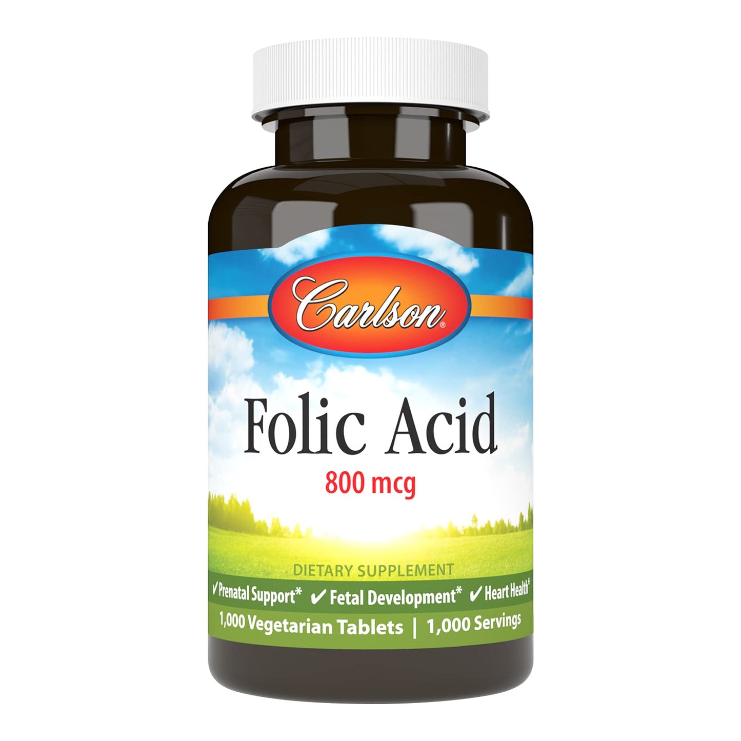 Carlson Folic Acid 800 mcg Tablet, 1000 Count