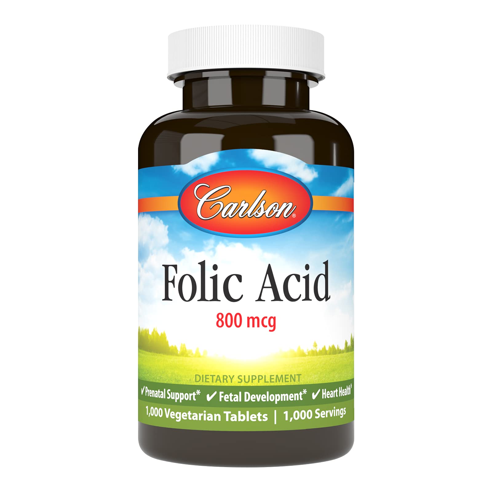 Carlson Folic Acid 800 mcg Tablet, 1000 Count