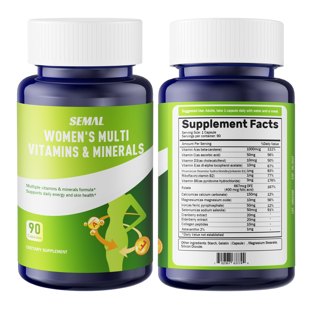 SEMAL Daily Multivitamin & Multimineral Supplement for Women, 90 Capsules