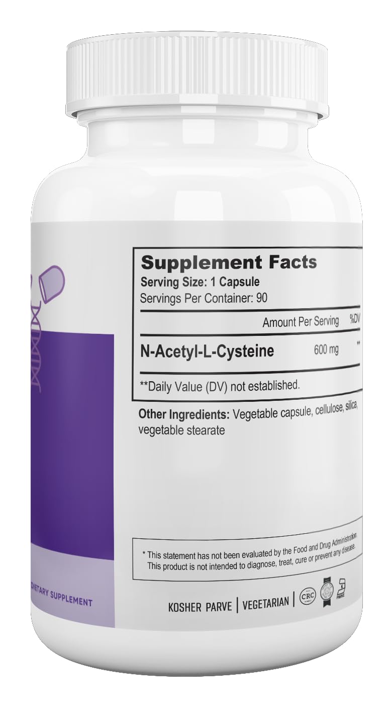 NUTRI-SUPREME RESEARCH NAC (N-Acetyl-L-Cysteine) 600mg Dietary Supplement Capsules, 90 Count