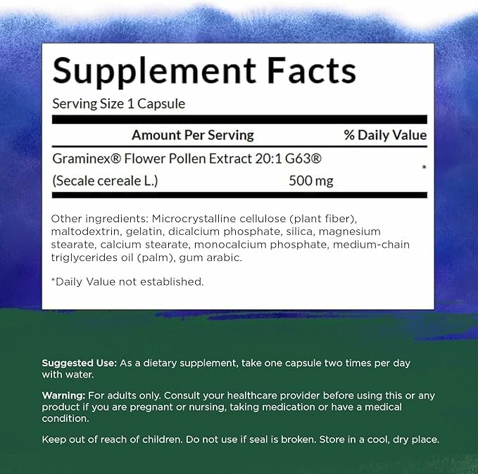 Swanson Maximum Strength Graminex Flower Pollen Extract 120 Capsules