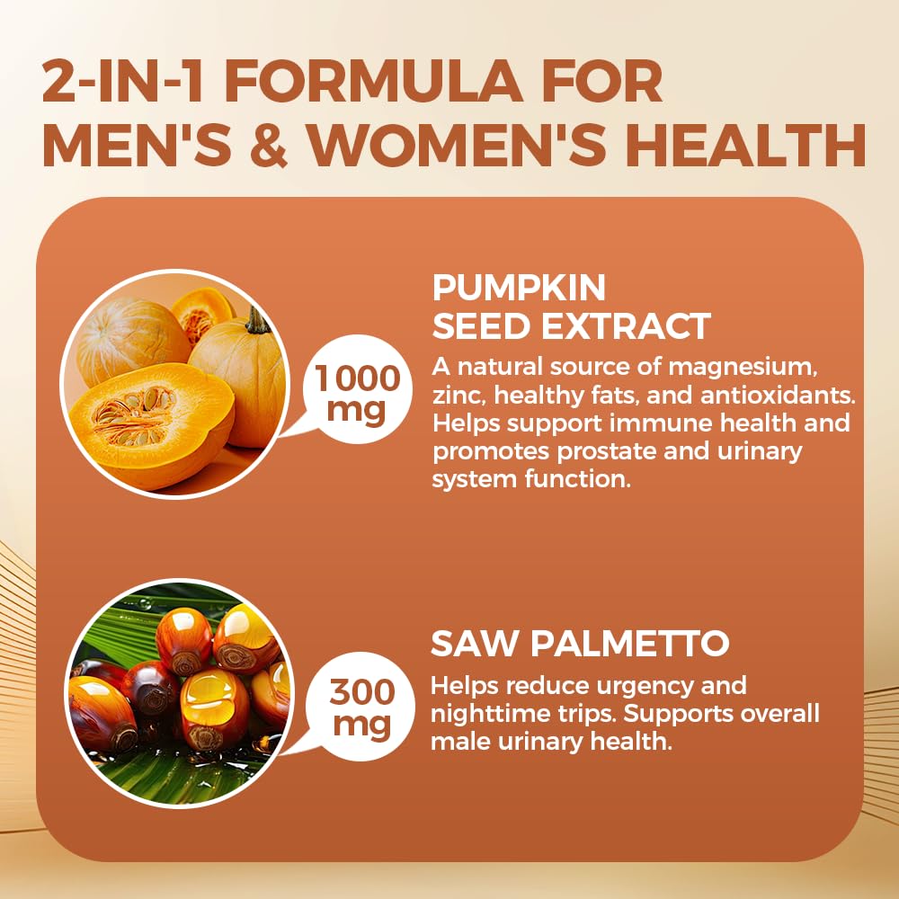 Nichalous Pumpkin Seed Oil with Saw Palmetto Softgels, 300-Count