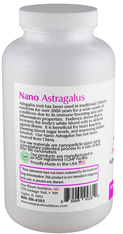 One Planet Nutrition Nano Astragalus 500 mg Veggie Capsules, 120 Capsules